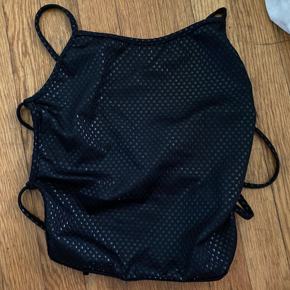 Black Sparkling Scale-like Glittered Lace Back Top
